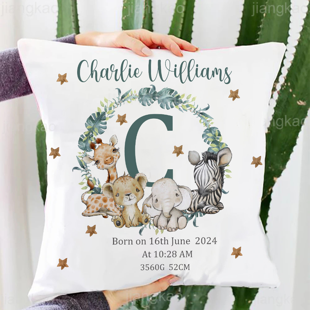 Baby Nursery Cushion - كيس وسادة حيوان سفاري شخصي مع