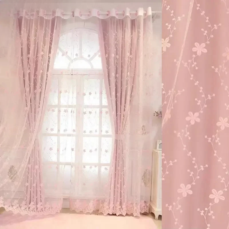 Blackout Curtain Nursery - ستارة كورية وردية شفافة للفتيات وغرف