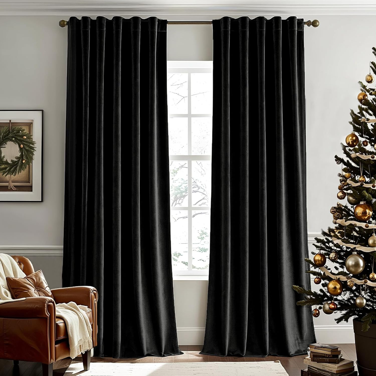 Blackout Curtain Nursery - ستائر مخملية سوداء بطول 96 بوصة