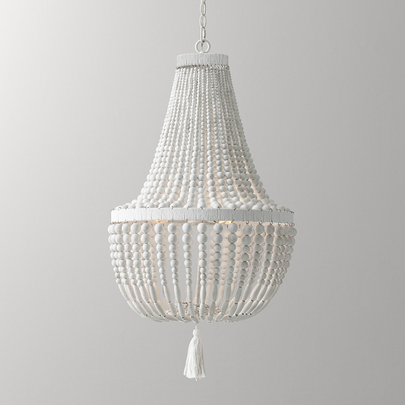 Baby Nursery Chandelier - نجا الأبيض خرزات خشبية أضواء الثريا