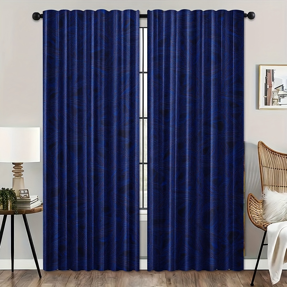 Blackout Curtain Nursery - ستائر هندسية مخططة زرقاء، ستائر نوافذ