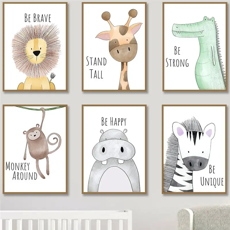 Baby Nursery Quotes Wall Art - ملصقات حيوانات كرتونية لطيفة للطفل ،