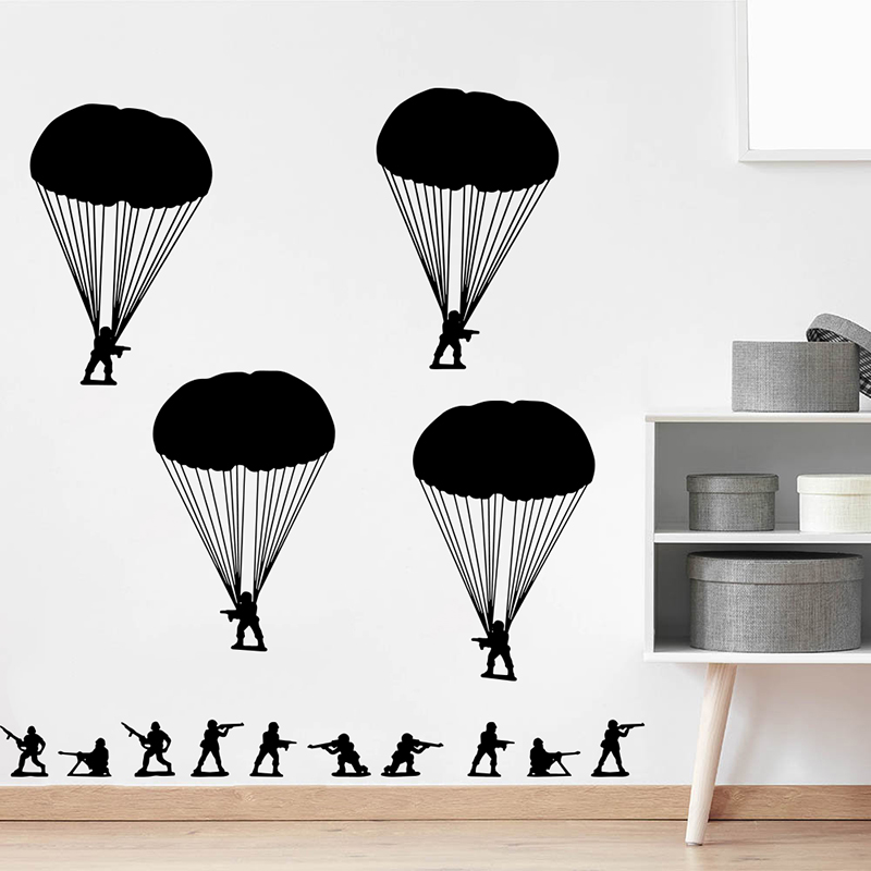 Baby Nursery Set Furniture - الجيش الرجال الجنود المظليين الجدار ملصق