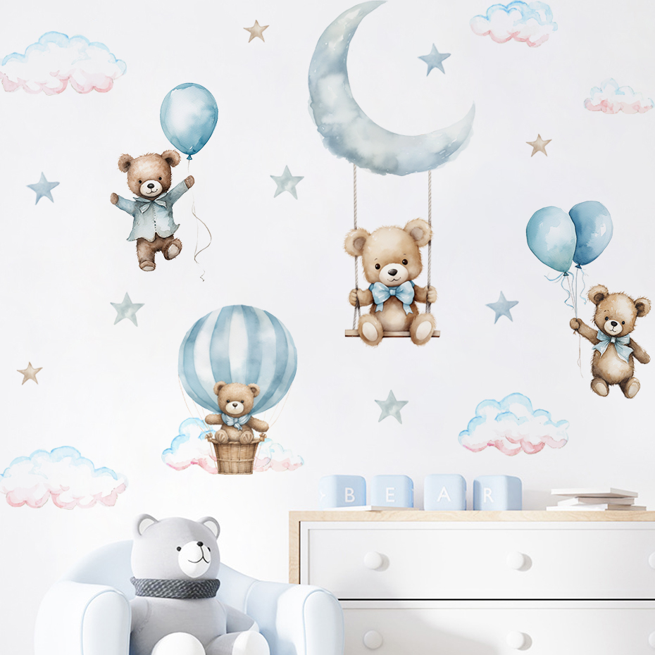 Baby Nursery Set Furniture - ملصقات حائط على شكل سحابة منطاد
