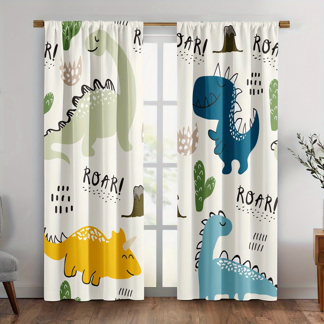 Blackout Curtain Nursery - ستائر على شكل ديناصورات كرتونية 2