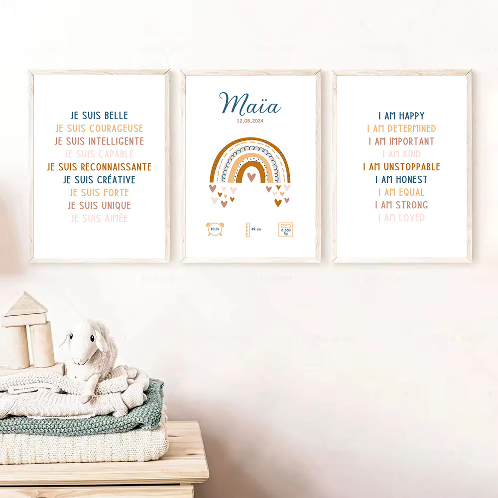 Baby Nursery Quotes Wall Art - ملصق اسم ميلاد طفل مخصص ،