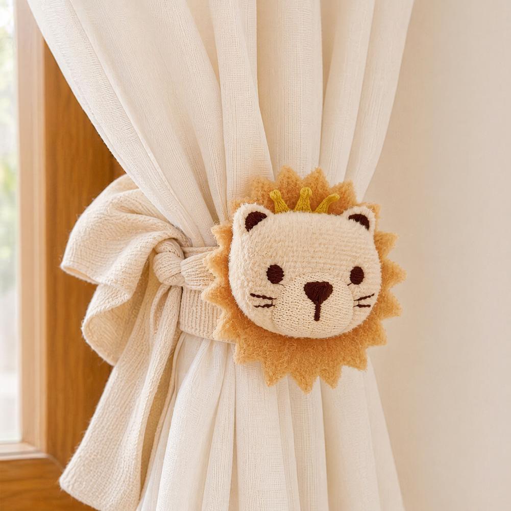 Baby Nursery Fabric - حامل ستائر قطيفة على شكل أسد،