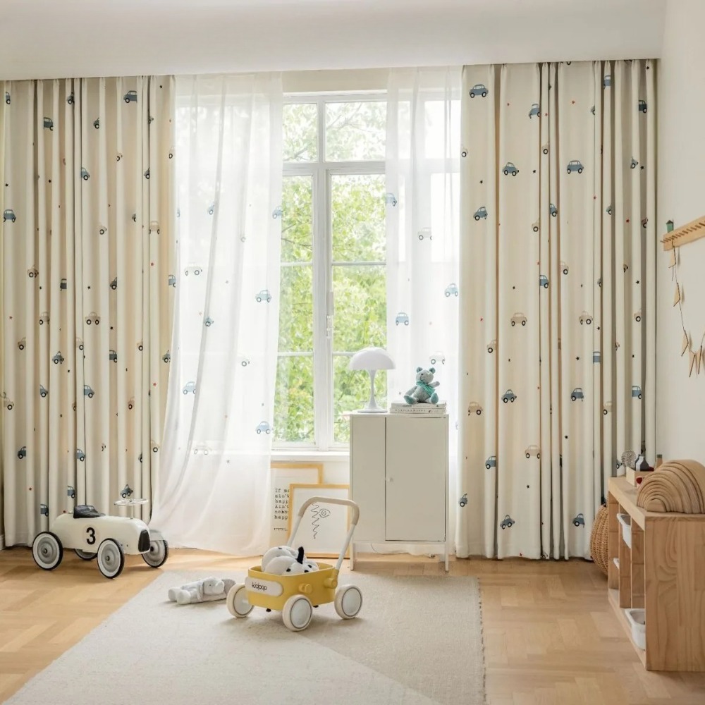Blackout Curtain Nursery - الحديثة غرفة الأطفال الكرتون الستائر سيارة