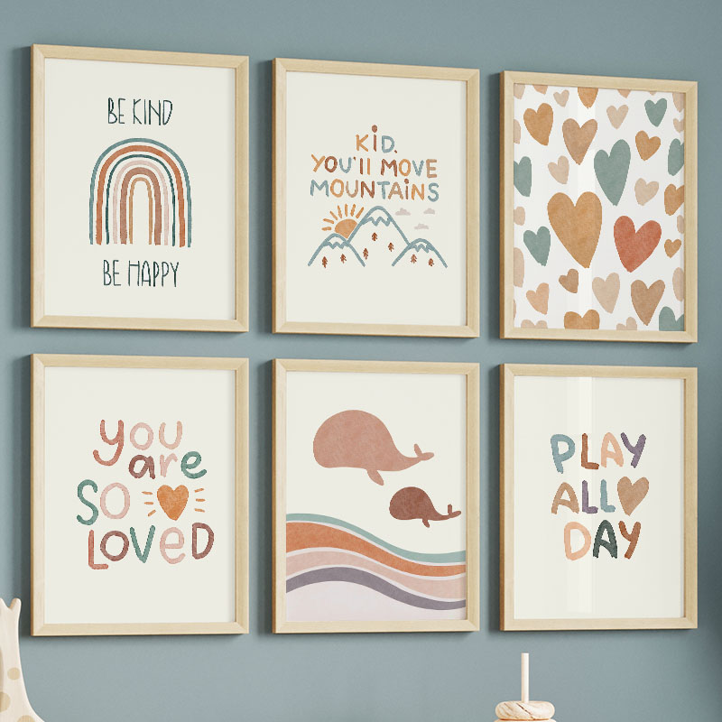 Baby Nursery Quotes Wall Art - ملصق كرتوني لحوت البحر وقوس قزح