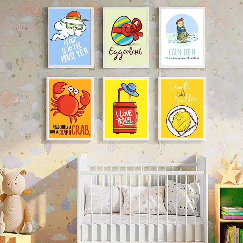 Baby Nursery Quotes Wall Art - لوحات فنية جدارية كرتونية لطيفة ومضحكة