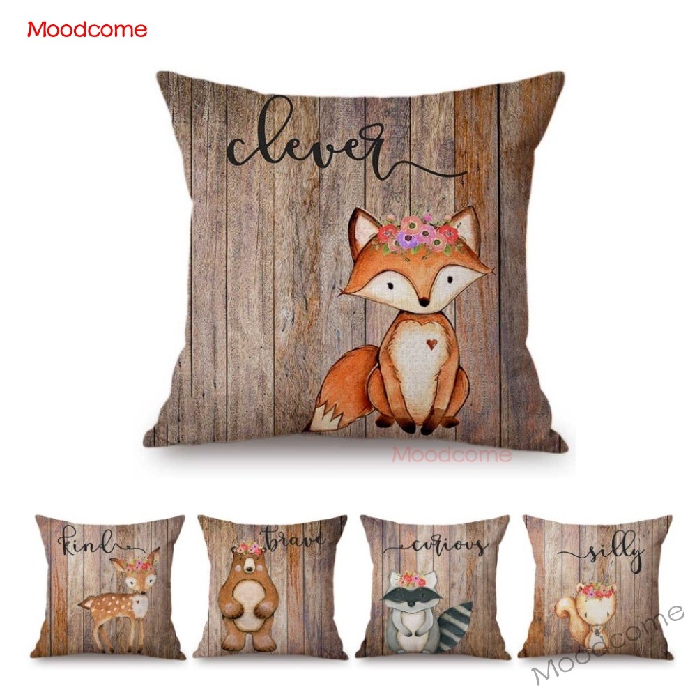 لطيف الغابات الحيوانات الخشب ا - مراجعة Baby Nursery Cushion وسعره