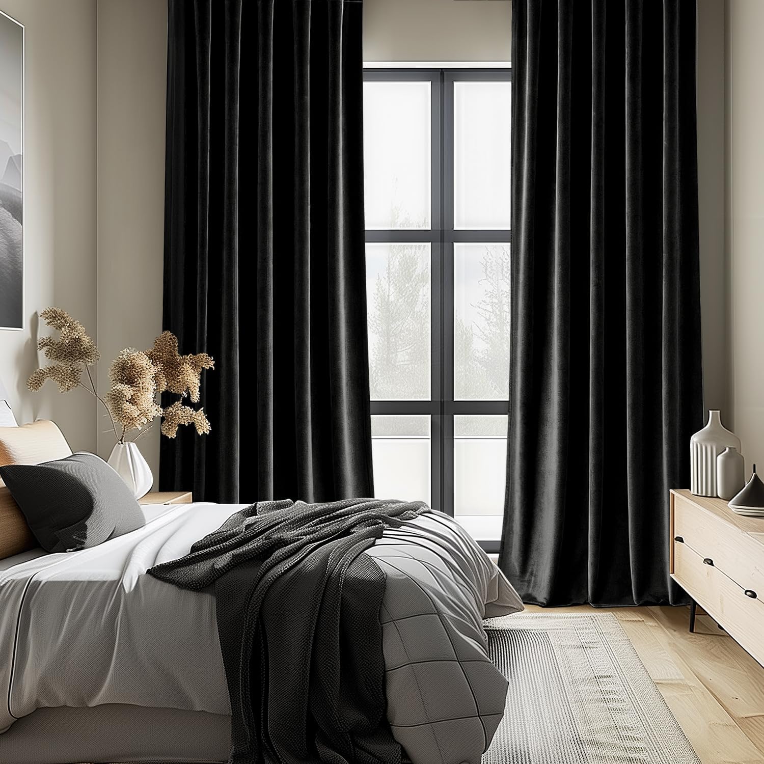 ستائر مخملية سوداء بطول 96 بوص - مراجعة Blackout Curtain Nursery وسعره