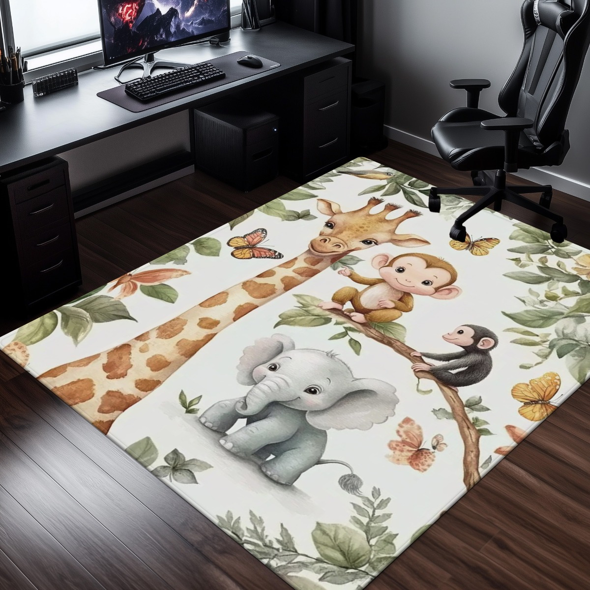 سجادة أرضية بطباعة حيوانات الغ - مراجعة Baby Nursery Jungle Rug وسعره