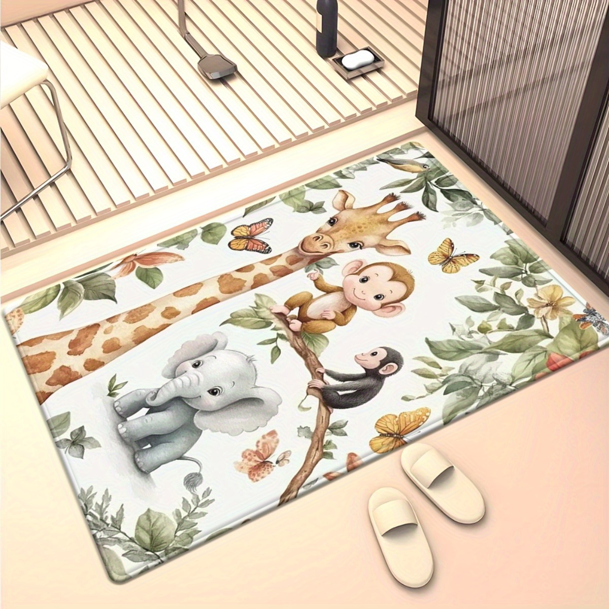 سجادة أرضية بطباعة حيوانات الغ - مراجعة Baby Nursery Jungle Rug وسعره