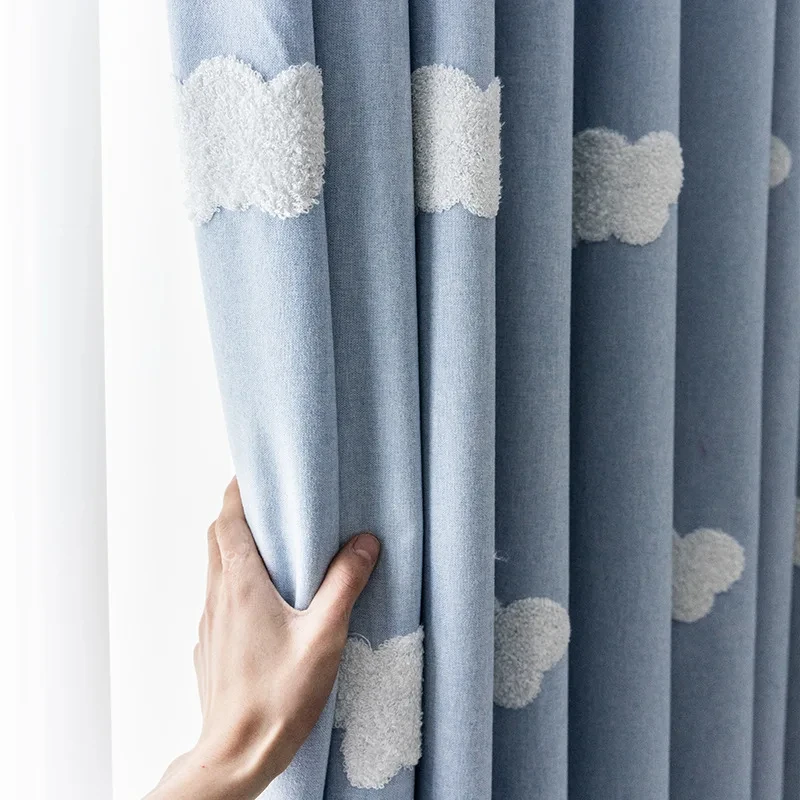 المطرزة سحابة الأزرق الستار ال - مراجعة Blackout Curtain Nursery وسعره