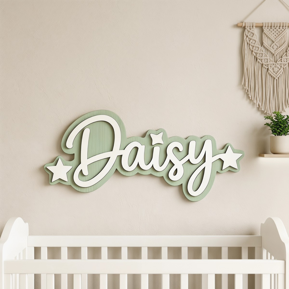 لوحة اسم خشبية مزينة بنجمة مخص - مراجعة Baby Nursery Office وسعره